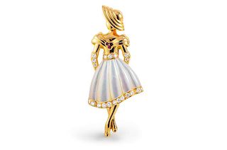 Christian Dior Diamond Ruby Ballerina Pin