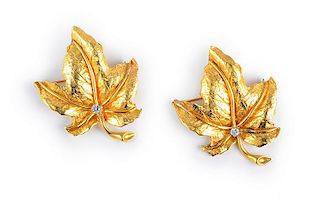 Pair of Gold Maple Leaf Pins