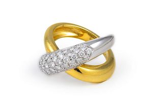 Diamond Gold Crossover Ring