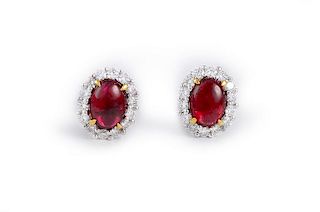 Unheated Burmese Ruby Diamond Earrings