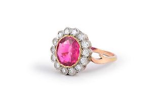 Unheated Burmese Ruby and Diamond Ring