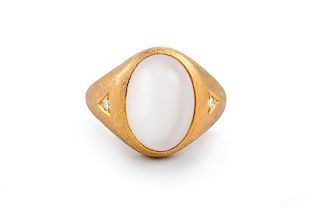 Cat's Eye Moonstone Men's Gold Ring