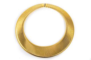 Large Gold Ribbed Necklace