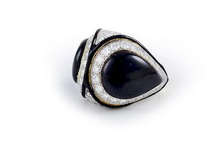 David Webb Enamel and Diamond Ring