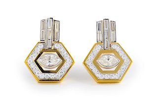 David Webb Platinum and Diamond Earrings