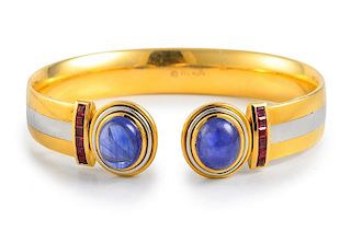 Hemmerle Sapphire and Ruby Bangle