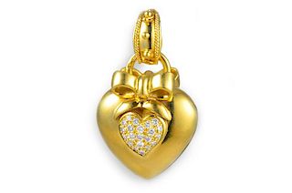 Judith RIpka Diamond Heart/Pearl Pendant