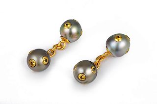 Trianon Pearl and Sapphire Cufflinks
