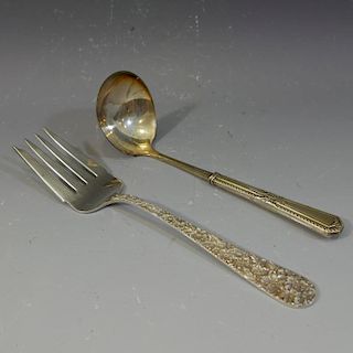 S KIRK STERLING SILVER LADLE WITH A SERVING FORK 140 GRAMS
