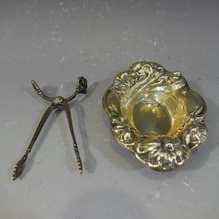 FRANK M WHITING STERLING SILVER DISH WITH A TONG - 64 GRAMS