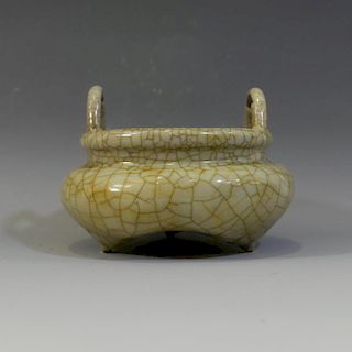 ANTIQUE CHINESE GE WARE PORCELAIN CENSER - QING DYNASTY OR EARLIER