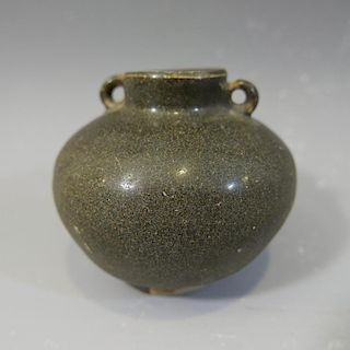 ANTIQUE CHINESE BROWN GLAZE POTTERY JAR - TANG DYNASTY