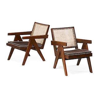 PIERRE JEANNERET Pair of Chandigarh lounge chairs