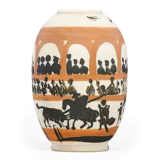 PABLO PICASSO; MADOURA Large vase, "Arena"