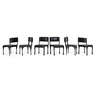 PAUL EVANS Six Sculptured Metal dining chairs