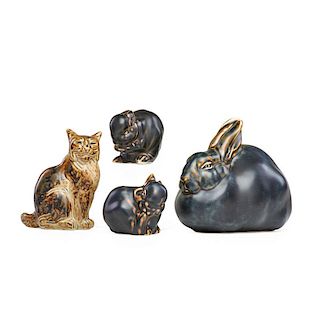 ROYAL COPENHAGEN Four glazed stoneware animals