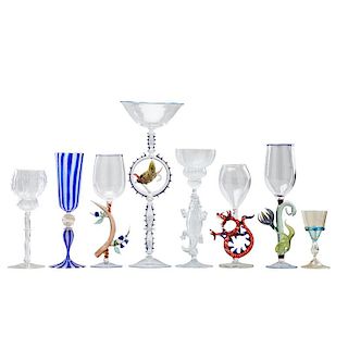 PRESTON SINGLETARY ETC. Eight glass goblets