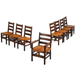 GUSTAV STICKLEY Eight dining chairs