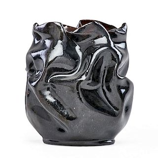 GEORGE OHR Large crumpled vase