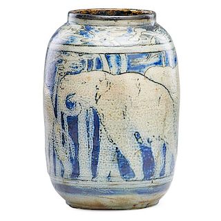 RUSSELL CROOK Rare vase with elephants