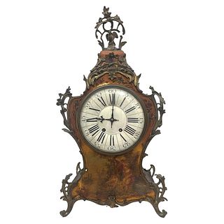 Antique Big French Vernis Martin Mantel Clock by Vincenti Paris