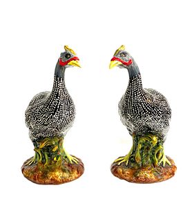 Pair of Porcelain Models of Guinea Fowl