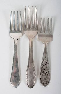 Three American sterling silver child's forks