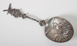 Dutch silver display spoon with windmill finial