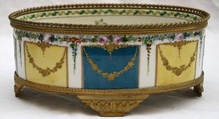 MAGNIFICENT 19C SEVRES HAND PAINTED ENAMELED  CENTER  BOWL