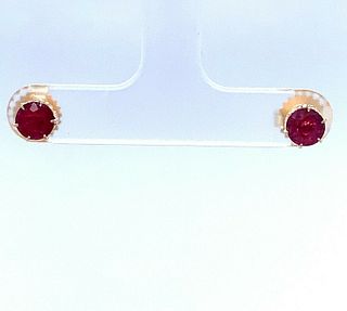 10k Gold 1.05ct TW Genuine Natural Ruby Stud Earrings with 14k Posts 