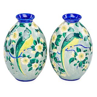 C. CATTEAU; BOCH FRERES Pair of Keramis vases