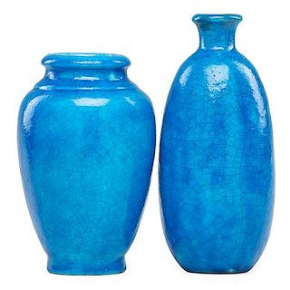 EDMOND LACHENAL Two Egyptian blue vases