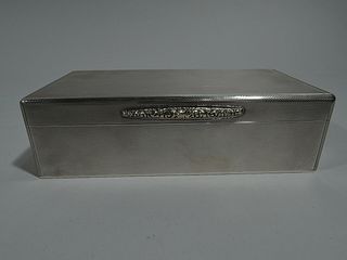 Edward VIII Box - Antique Art Deco Modern - English Sterling Silver - 1936
