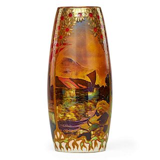 ZSOLNAY Fine large landscape vase