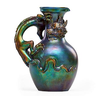 ZSOLNAY Pitcher with dragon
