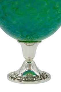 Colored Glass Bowl on Sterling Base
