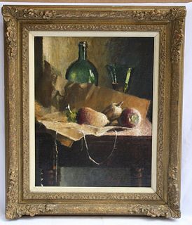 MAGNIFICENT 1973 O/C STILL LIFE FRUIT PAINTING BY ALLEN MC CURDY LISTED ARTIST