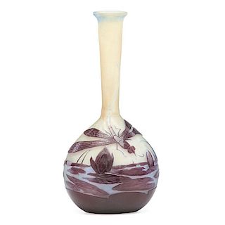 GALLE Cameo glass vase w/ dragonfly