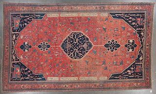 Unusual antique Serapi carpet, approx. 11.10 x 20