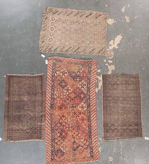 Four antique Caucasus Persian worn rugs