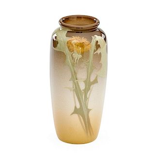 ROOKWOOD Iris Glaze vase with dandelions