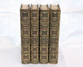 MAGNIFICENT 1839 4V 1ST COLLECTED EDITION 'POETICAL WORKS OF PERSEY. B. SHELLEY