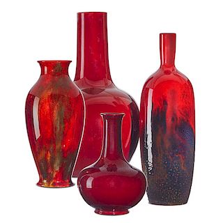 CHARLES NOKE; ROYAL DOULTON Four flambé vases