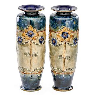 ROYAL DOULTON Pair of tall vases