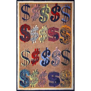 AFTER ANDY WARHOL Wool rug, "U.S. Dollar Sign"