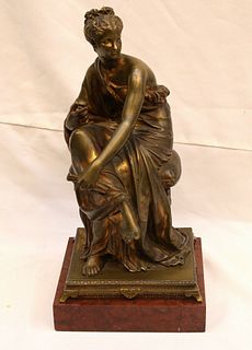 MAGNIFICENT 19C FRENCH BRONZE ON MARBLE BY E.H. DUMAIGE