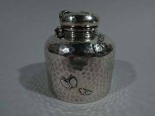 Tiffany Inkwell - 6771 - Antique Japonesque Applied American Sterling Silver