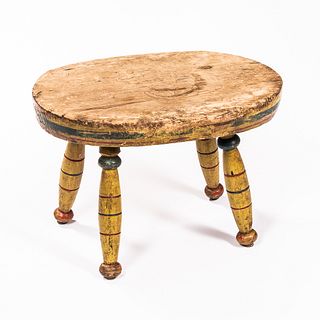 Polychrome Painted Footstool
