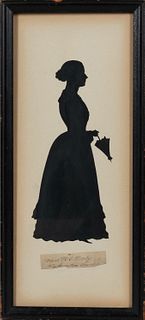 Profile Silhouette Portrait Titled "Mrs. R.C. Derby,"