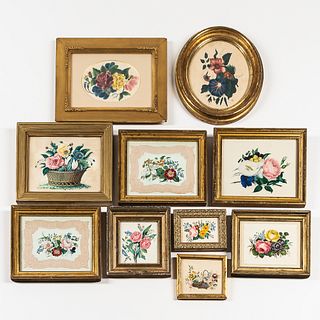 Ten Framed Floral Watercolor Pictures
